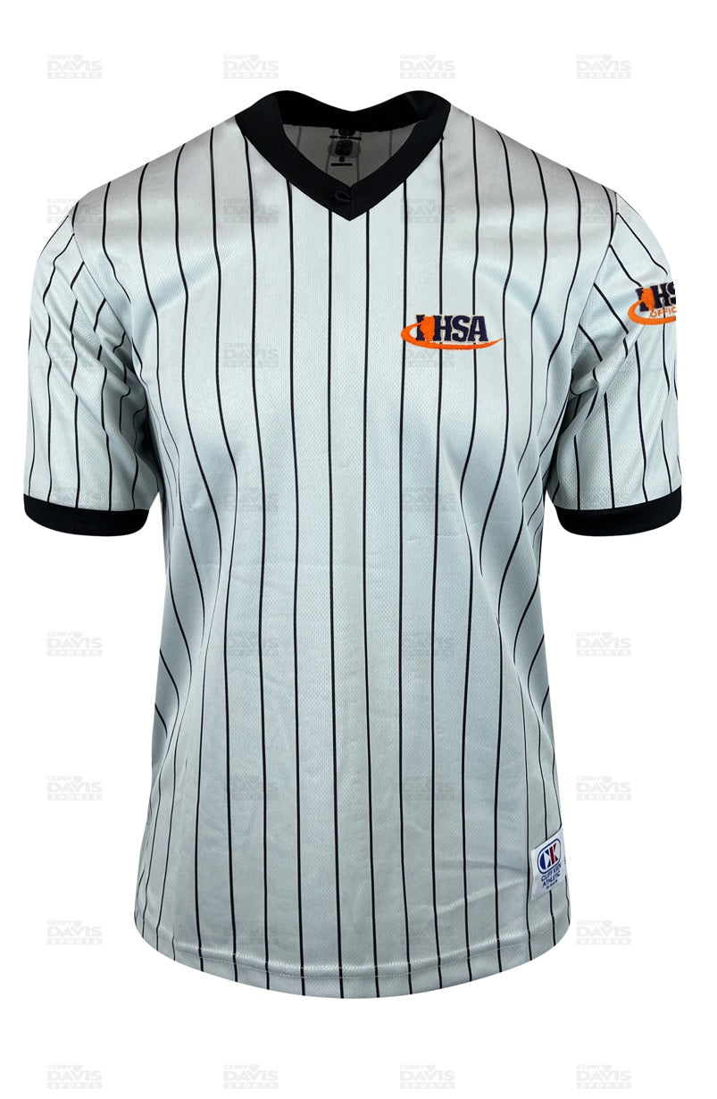 Cliff Keen Gray Pinstripe UltraMesh Referee Shirt (IHSA) Gerry Davis