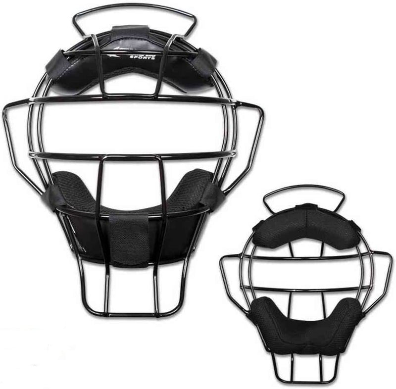 Champro Lightweight Steel Black Umpire Mask - Black Dri-Gear Pads