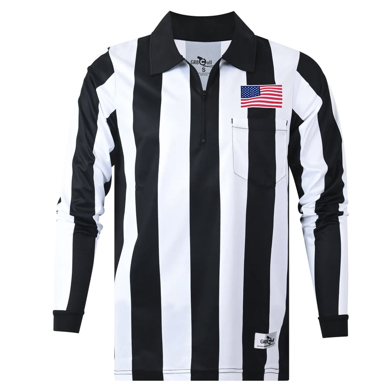 GR8 Call 2.25" Ultra-Tech LS Football Referee Shirt w/ American Flag