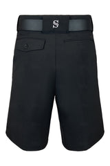 Smitty 4-Way Stretch Black Referee Shorts with White Stripe